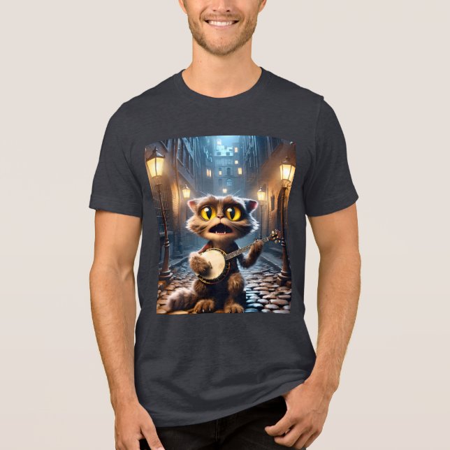 Camiseta Fantasy Gato Bonito Jogando Banjo (Frente)