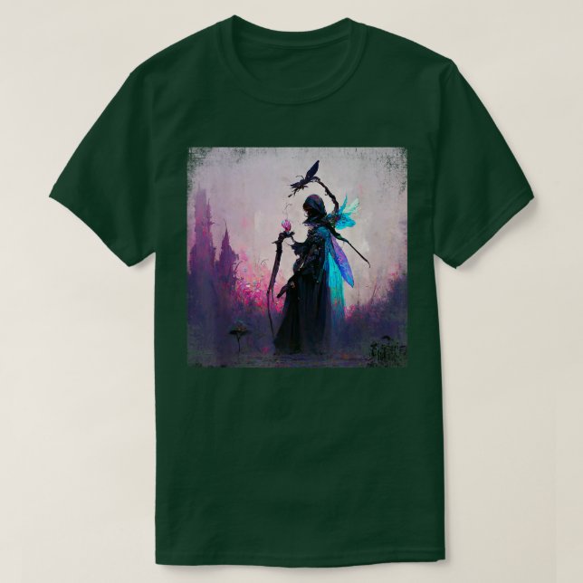 Camiseta Fantasy Gothic Witch Angler Faery Mage Woods Fairy (Frente do Design)