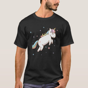 Camiseta Fantasy Horse Unicorn saltando com colorido