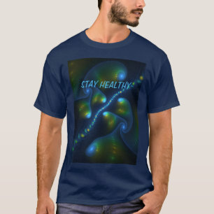 Camiseta Fantasy Luzes Abstrato Azul Verde Amarelo Fractal