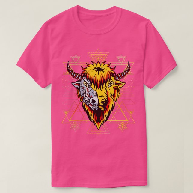 Camiseta Fantasy Mechanical Metal Bison (Frente do Design)