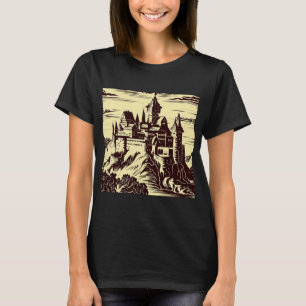 Camiseta Fantasy Medieval Castle - Woodcut 2