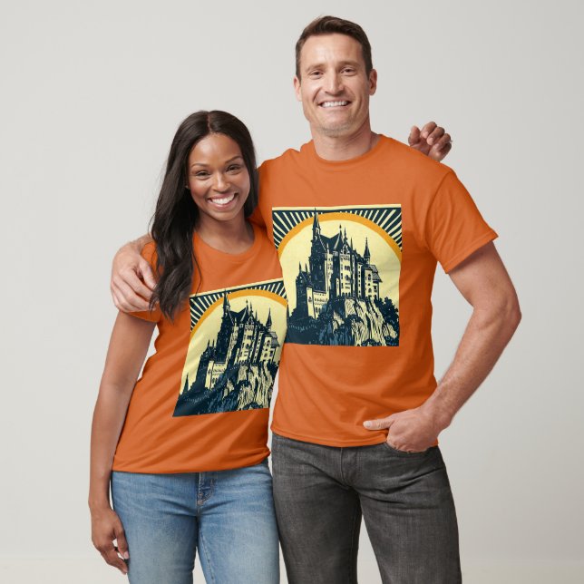 Camiseta Fantasy Medieval Castle - Woodcut 3 (Unissex)