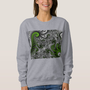 Camiseta Fantasy Mundo Verde E Arte Fractal Cinza