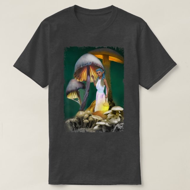 Camiseta Fantasy Mushroom Fairy Forest (Frente do Design)
