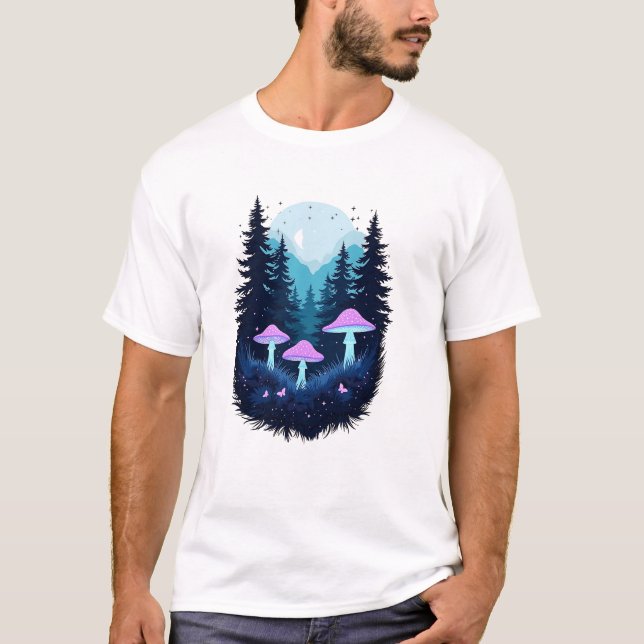 Camiseta Fantasy Mushroom Starry Night (Frente)
