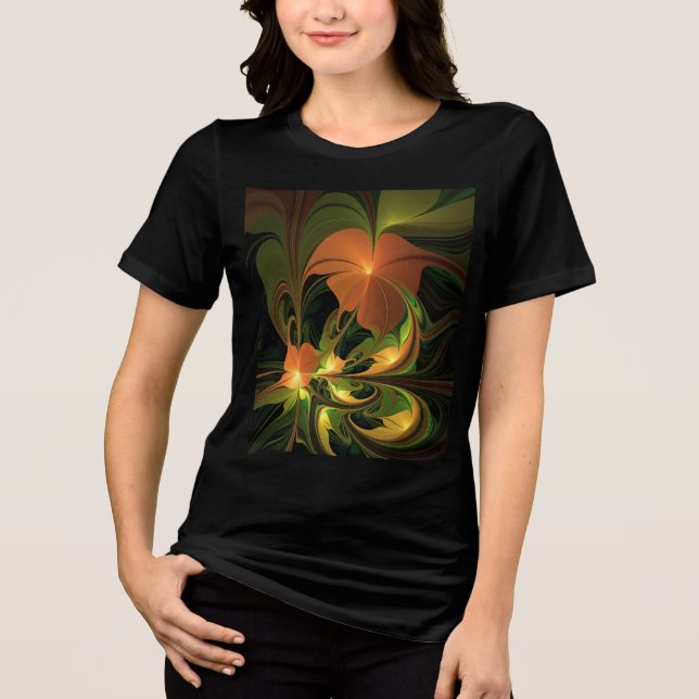 Camiseta Fantasy Plant Abstrato Green Rust Brown Fractal (Frente)