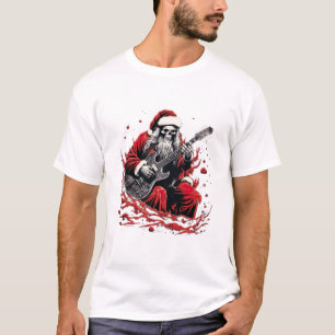 Camiseta Fantasy Skull Skeleton Papais noeis tocando violão