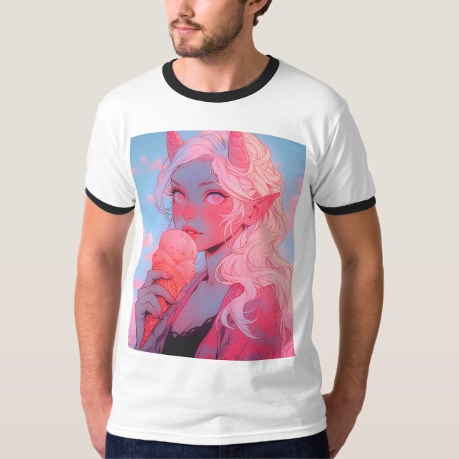 Camiseta Fantasy Soft Pink Sorvete Anime Girl (Frente)