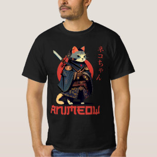 Camiseta FANTOW Diversão Fofa Roupa de Samurai Gato Ninja K
