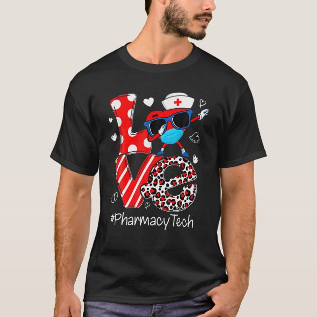 Camiseta Farc Tech Love Dia de os namorados Leopard Dabbing (Frente)