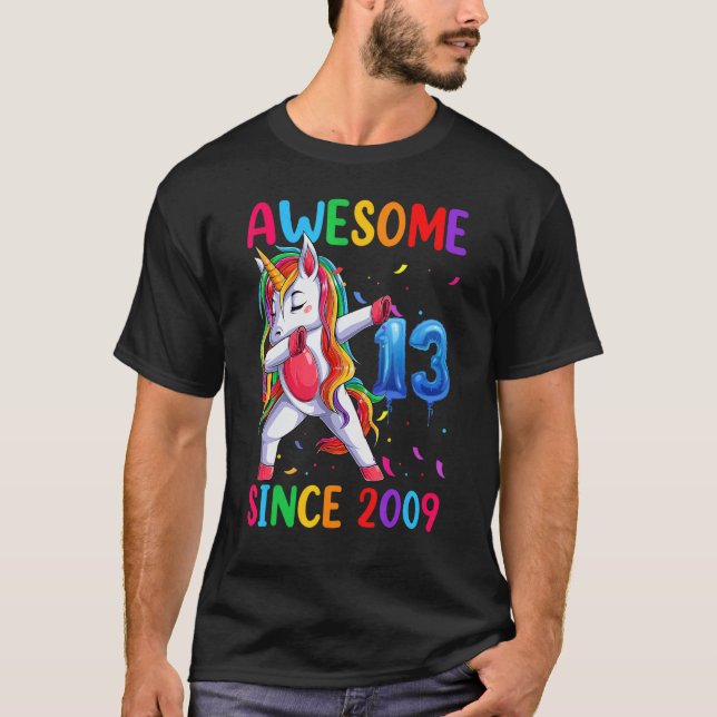 Camiseta Farda De Aniversário Do Unicorn 13 Para Meninas In (Frente)