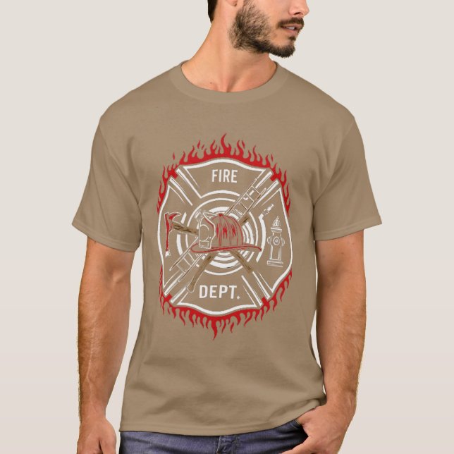 Camiseta Farda de Bombeiro Infantil para Crianças Fogo  (Frente)