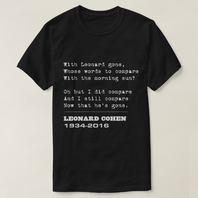 Camiseta Farewell homage to Leonard Cohen   (Frente do Design)