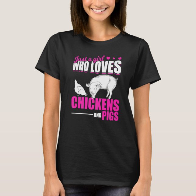 Camiseta Farm Animal  Girls Farmer Women Farming Pig Chicke (Frente)