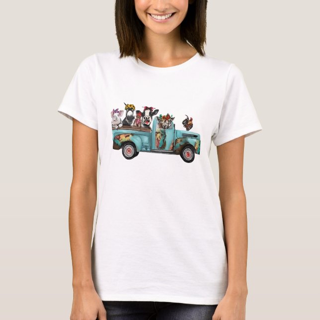 Camiseta Farm Animal Truck Shirt For Birthday Gift For (Frente)