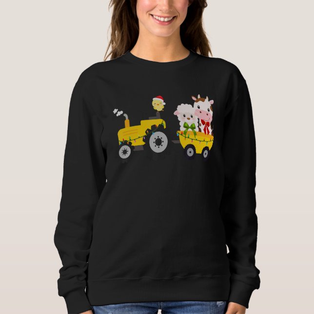 Camiseta Farm Tractor Cow Sheep Chick Christmas Xmas Family (Frente)