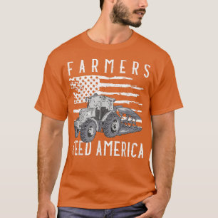 Camiseta Farm Tractors USA Flag Farmers Feed America Farmin