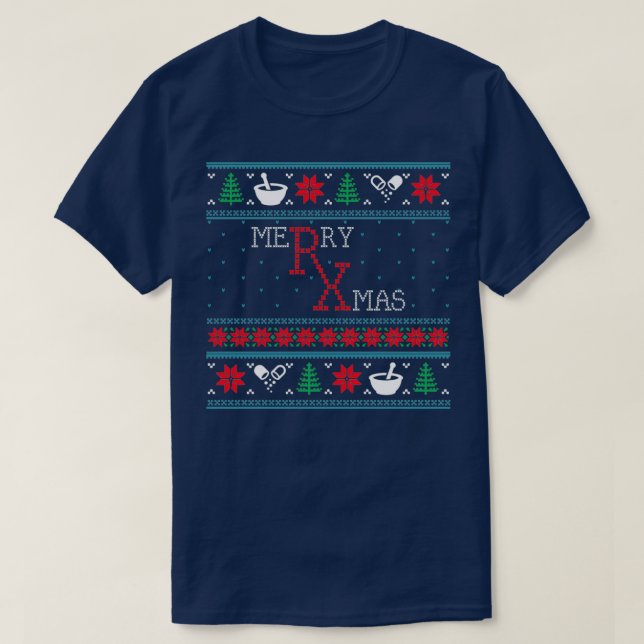 Camiseta Farmacêutica Engraçada Farmácia Feia Natal Natal (Frente do Design)