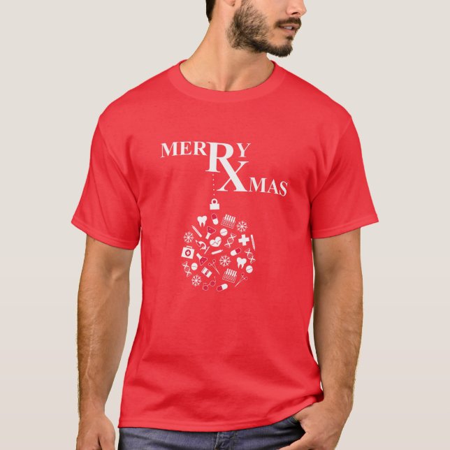 Camiseta Farmacêutica Farmacêutica Merry Xmas Laboratório d (Frente)