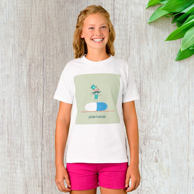 Camiseta Farmacêutico em Cápsula de Comprimido Azul (Criador carregado)