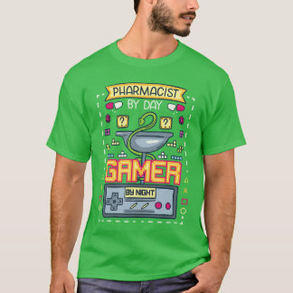 Camiseta Farmacêutico Engraçado De Dia Gamer À Noite Geeko