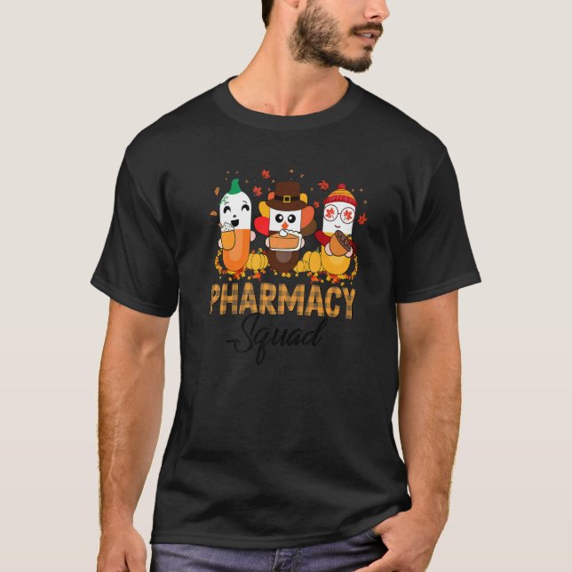 Camiseta Farmacêutico Farmacêutico Pumkin Fall Obrigado (Frente)
