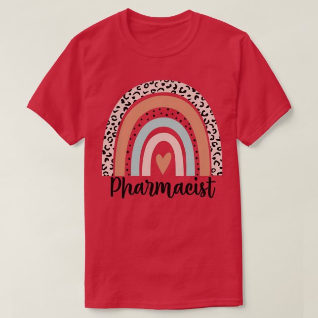 Camiseta Farmacêutico Rainbow Leopard Farmacêutico Funny Gi (Frente do Design)