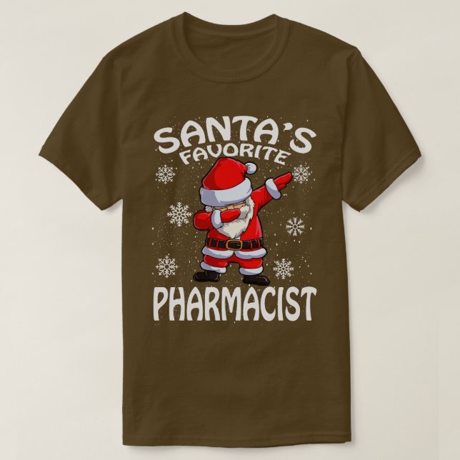 Camiseta Farmacêutico Santas Favorito Natal 2 (Frente do Design)