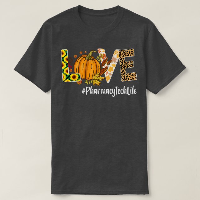 Camiseta Farmácia Tech Love Fall Pumpkin Lepard Halloween (Frente do Design)