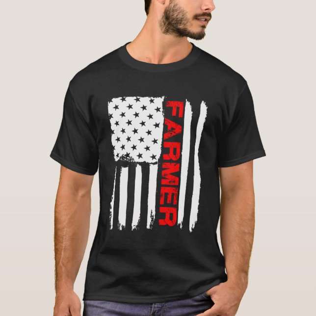 Camiseta Farmer 4 de julho Bandeira Americana Shirt Fazenda (Frente)