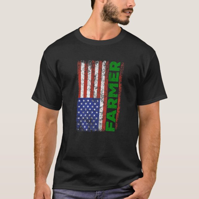 Camiseta Farmer de bandeira angustiado dos EUA (Frente)