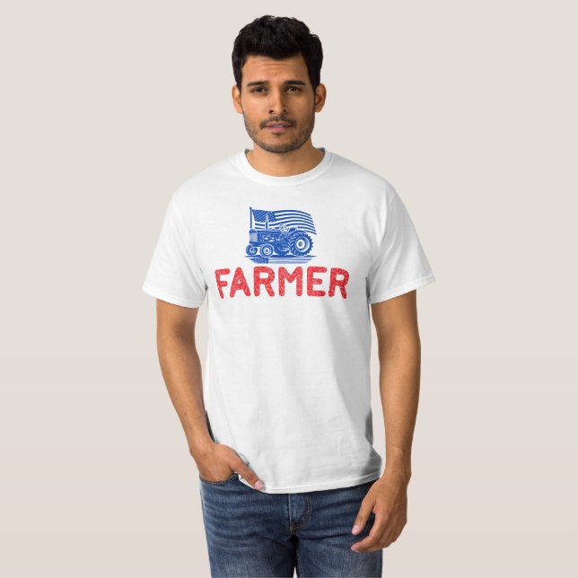 Camiseta Farmer de bandeira dos EUA (Frente Completa)