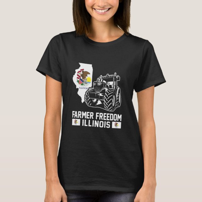 Camiseta Farmer Freedom Illinois Trator Support (Frente)
