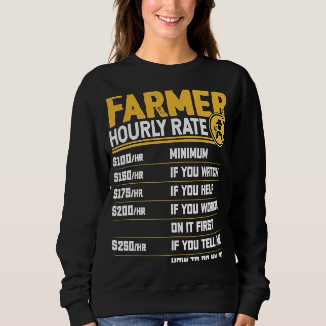 Camiseta Farmer Hourly Rate  Funny Farmer Farming Lover (Frente)