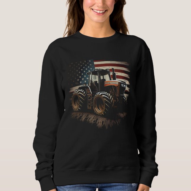 Camiseta Farmer Tractors USA Flag Patriotic Farming (Frente)