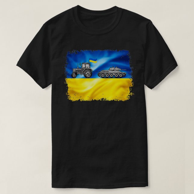 Camiseta Farmer Ucraniano Engraçado Trator Memória Ucrânia  (Frente do Design)