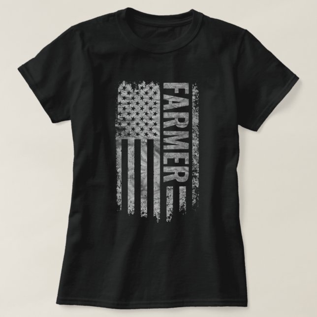 Camiseta Farmer USA Flag Distressed design (Frente do Design)