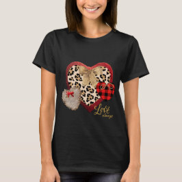 Camiseta Farmhouse Inspirou Corações Xadrez Cheetah Burlap