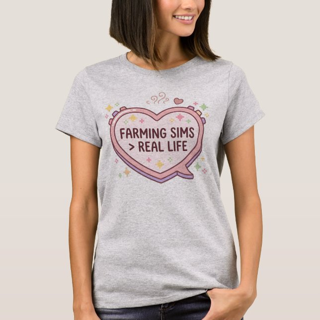 Camiseta Farming Sims Maior Que Console Da Vida Real  (Frente)