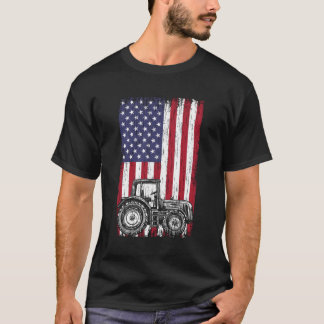 Camiseta Farming T Shirts Vintage American Flag Trator