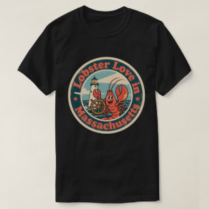 Camiseta Faro de Lagosta Vintage Engraçado de Massachusetts