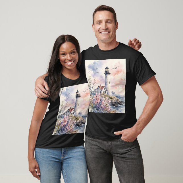 Camiseta Faro Pintado à Aquarela (Unissex)