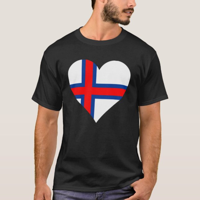 Camiseta Faroe Islands Flag Heart Faroe Islands Love Faroe (Frente)