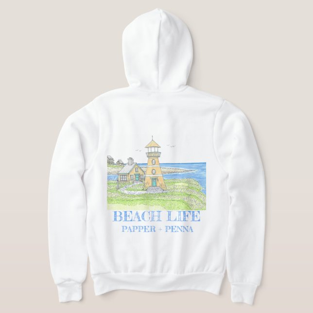 Camiseta Farol Amarelo Hoodie Zippered (Postura das costas)