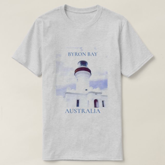 Camiseta Farol Byron Bay viagem na Austrália (Frente do Design)