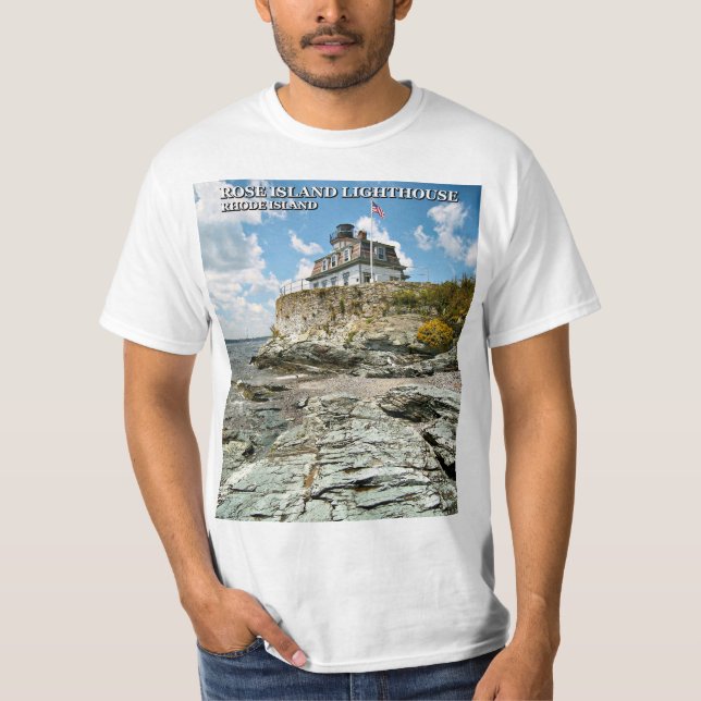 Camiseta Farol cor-de-rosa da ilha, Rhode - ilha (Frente)