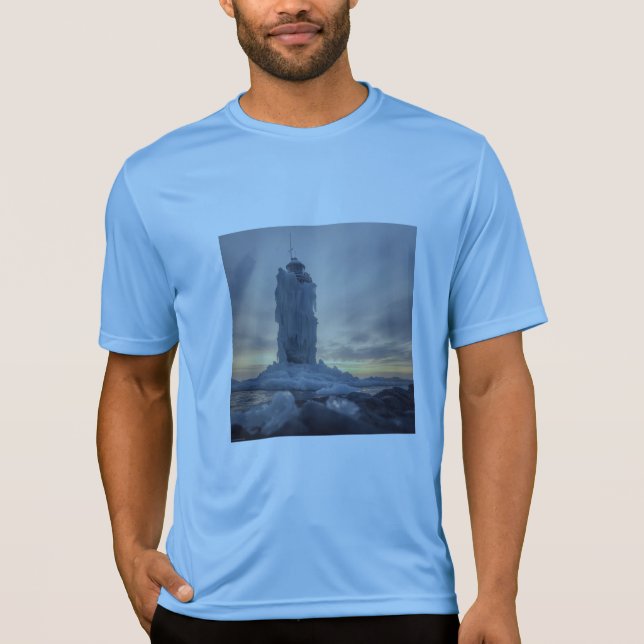 Camiseta Farol costeiro coberto de gelo (Frente)