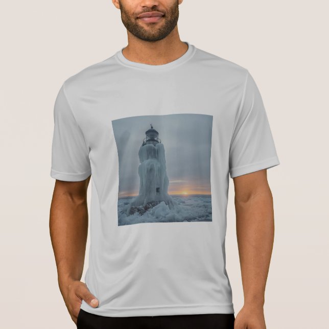 Camiseta Farol costeiro coberto de gelo (Frente)
