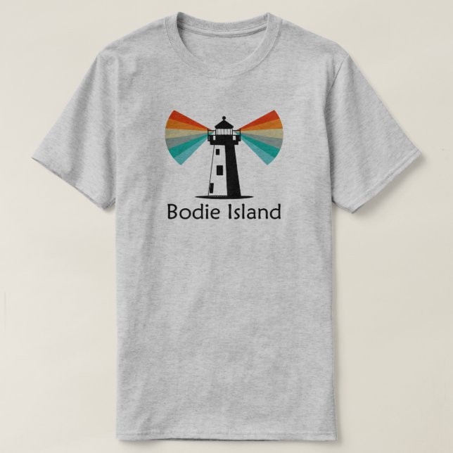 Camiseta Farol da Ilha Bodie Carolina do Norte Arco-íris (Frente do Design)